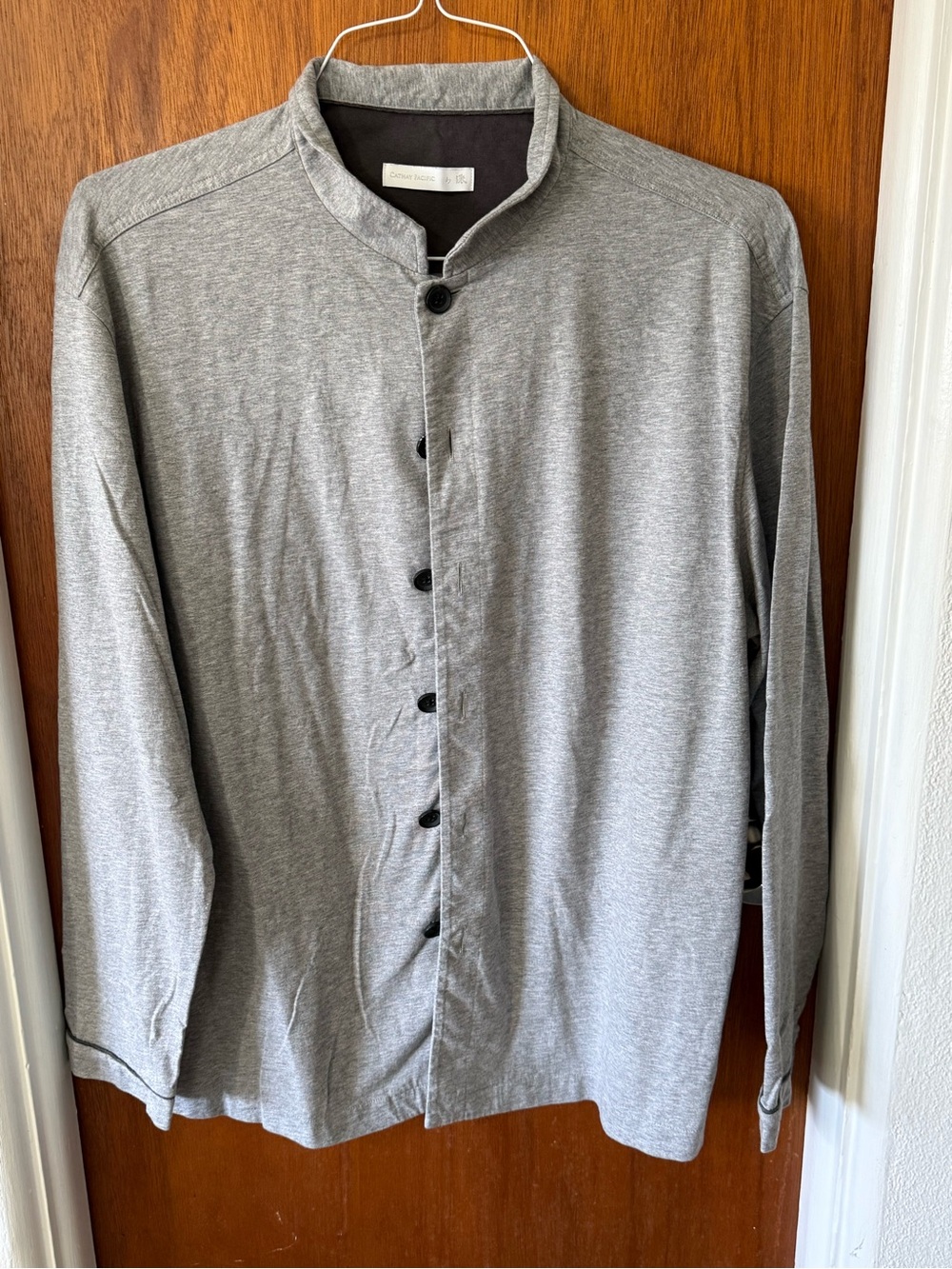 Cathay Pacific x PYE First Class Lounge Pajama Top Grey Mandarin Collar Size M
